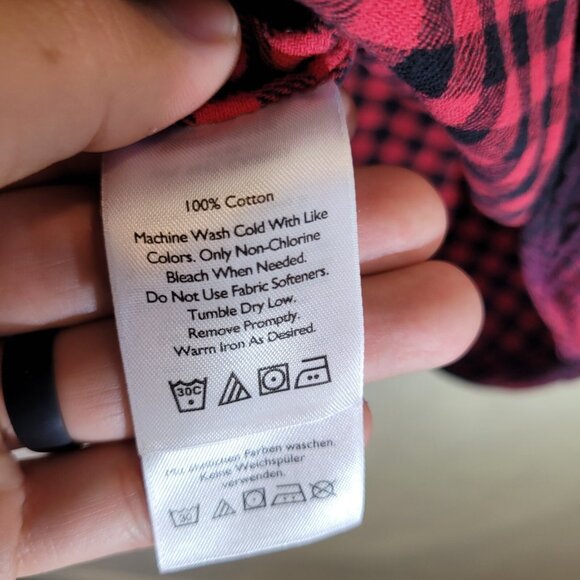 Eddie Bauer Shirt Dress Womens 8 Red Black Flannel Long Sleeve Pockets Belt - Picture 4 of 8